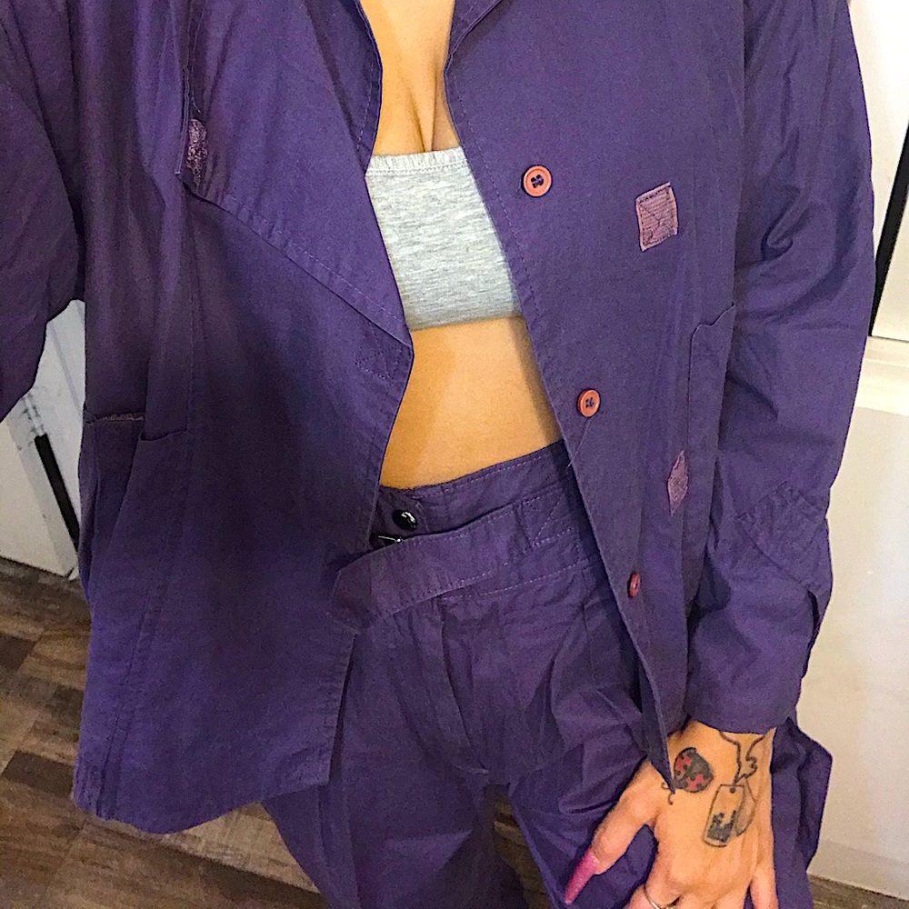 Vtg 80s/90s Christian Dior Streetwear 2 Piece Purple Matching Track Suit